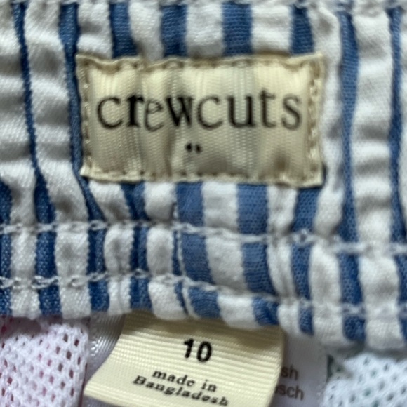 J.Crew Crewcuts Boys’ Seersucker Pink Blue Turquoise Stripes Swim Trunks Size 10 - Picture 11 of 13